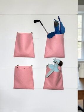 Pottery Barn Kids Set of Four Pink Hanging Felt Storage Pockets